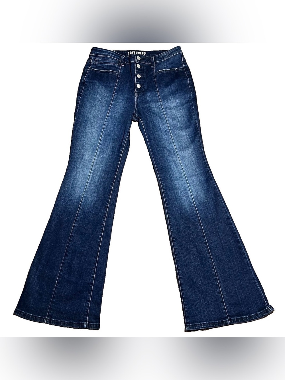 Idyllwind Open Button Fly Flare Leg Dark Slash Pocket Womens Jeans 12W 32L